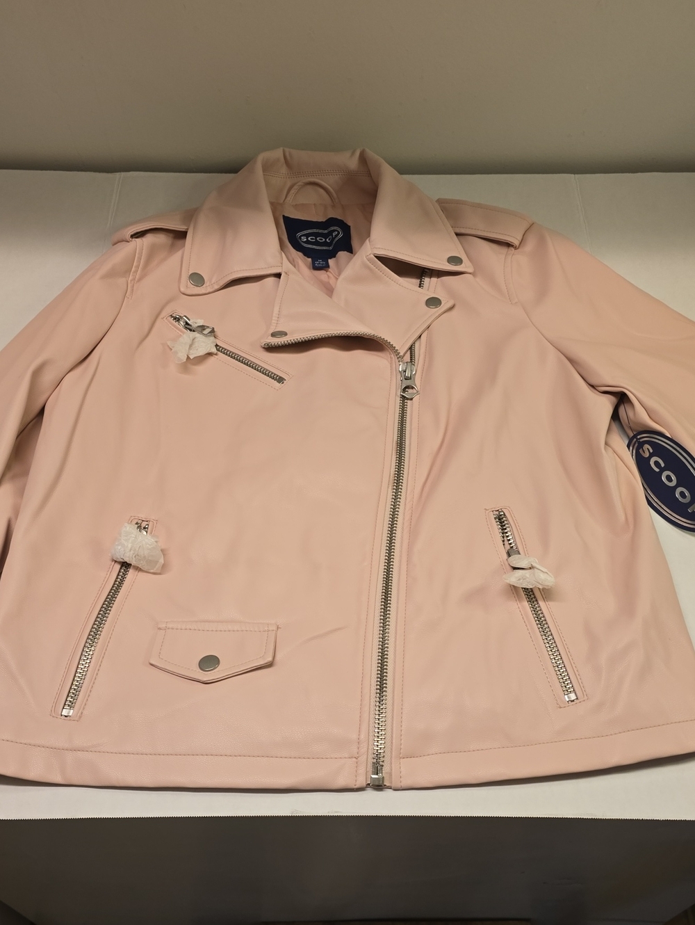 Scoop Pale Pink Faux Leather Moto Jacket